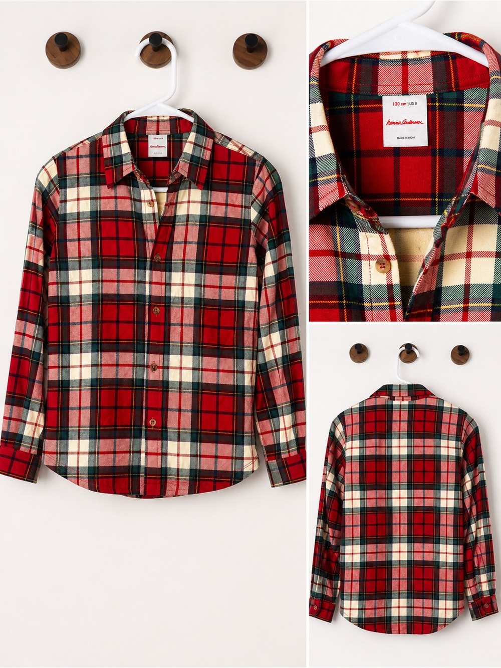 Hanna Andersson Red Green Plaid Button-Up Shirt